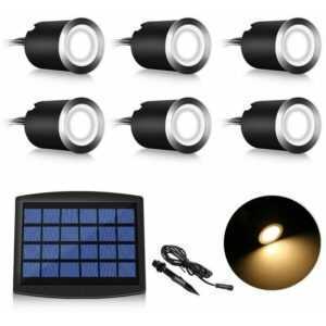 6er-Set Mini-LED-Strahler Solar-LED-Bodeneinbaustrahler, 3W Außen-Steheinbauleuchte, Außen-Bodeneinbaustrahler, rostfrei, belastbar bis 800 kg,