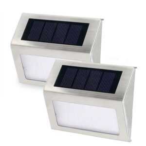 Amirror Smart Ug - Solarleuchten für Stufen, Decks, Wege, Treppen, Zäune, LED-Lampe für den Außenbereich, wasserdicht, 2er-Pack 6led warmes Licht