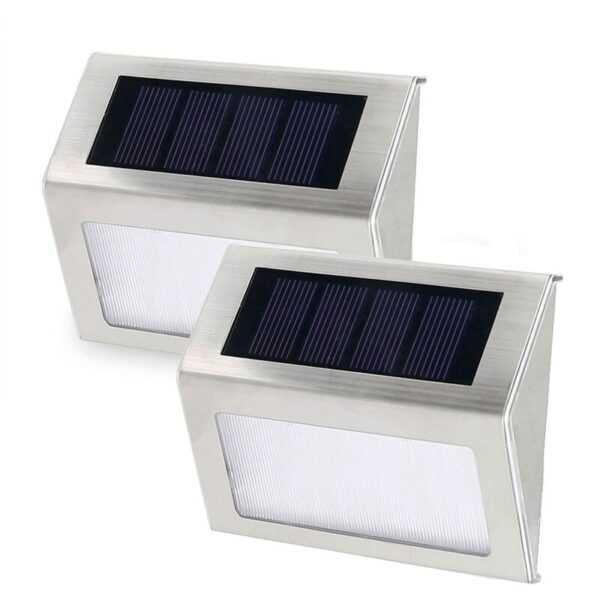 Amirror Smart Ug - Solarleuchten für Stufen, Decks, Wege, Treppen, Zäune, LED-Lampe für den Außenbereich, wasserdicht, 2er-Pack 6led weißes Licht