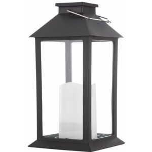 Außenleuchte Solarlampe Gartenleuchte LED Laternenoptik wetterfest Flackereffekt Akku, Glas schwarz, Kerze, 0,06W 2700K, DxH 14x27,5 cm, NINO 5937108