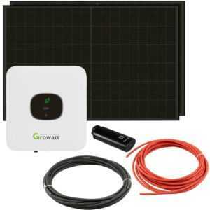 Balkonkraftwerk 0% MwSt §12 iii UstG Growatt mic 600 0,6kW mit 800W Solarpanel, WiFi-Stick und Systemsteckdose