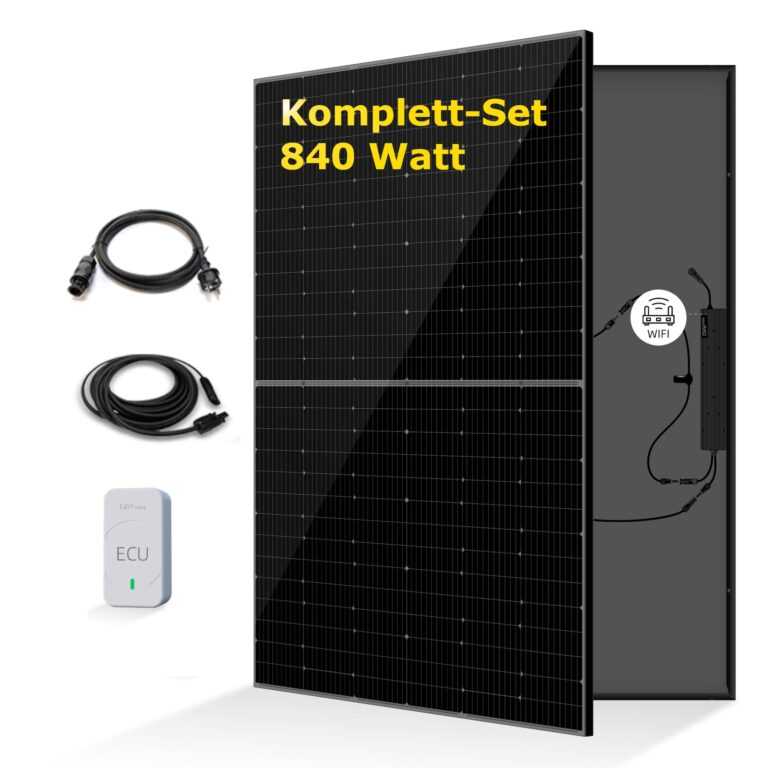 Balkonkraftwerk 2x420W Komplettset – Wechselrichter VDE-konform, 800W Plug and Play für Steckdose – 2 PV-Module 420 Watt