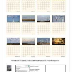 CALVENDO Wandkalender Windkraft in der Landschaft Ostfrieslands / Terminplaner (Premium, hochwertiger DIN A2 Wandkalender 2023, Kunstdruck in Hochglanz)