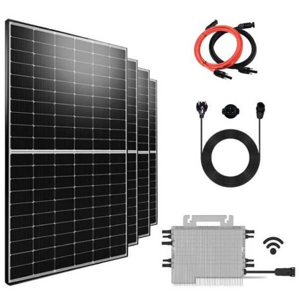 Campergold Solaranlage 1640W/1600W Balkonkraftwerk inkl. Bifazial Glas-Full-Black Solarmodule, Deye Wechselrichter 1600W SUN-M160G4-EU-Q0, PV Anlange