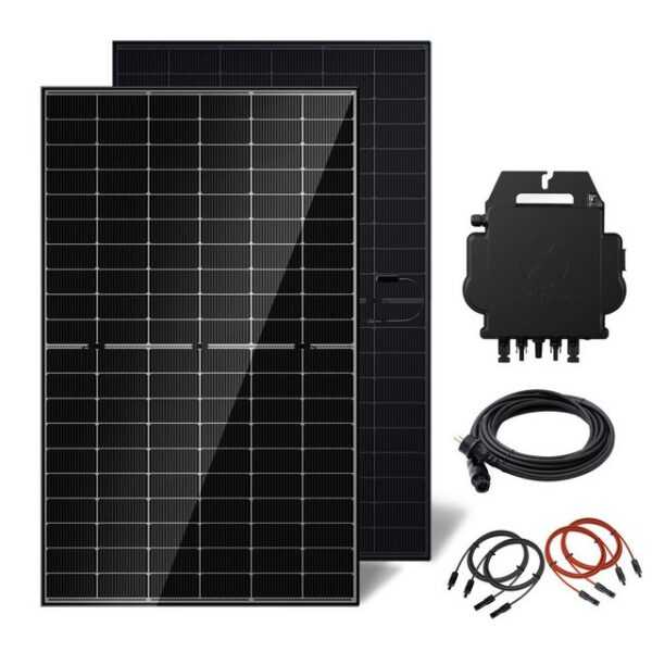 E.For.U Solaranlage Balkonkraftwerk 960W/800W mit 2x480W Bifazialer Glas Solarmodule, (balkonkraftwerk 800W komplett steckdose, Wechselrichter upgradebar 600W auf 800W), inkl. integrierter WLAN&BT Überwachung, 0% MwSt