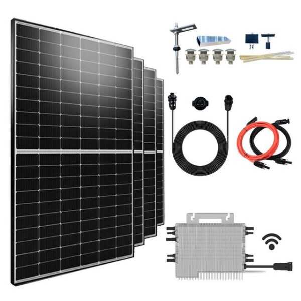 EPP.Solar Solaranlage 2000W/1600W Balkonkraftwerk Komplettset und 500W Solarmodul, Monokristalline und Stockschrauben PV Montage Halterung mit DEYE (SUN-M160G4-EU-Q0) 1600W WIFI Wechselrichter drosselbar von 1600W auf 800W/600W inkl 10m Wielandstecker Plus Verlängerungskabel