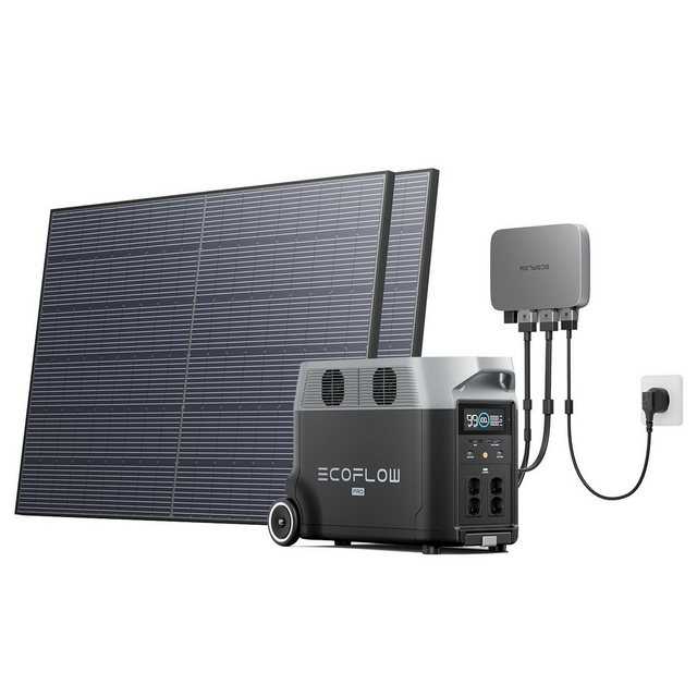 Ecoflow Solaranlage Balkonkraftwerk mir Speicher 870Wp, bis 800 W & 3600 Wh Kapazität, 870,00 W, plug and play 600-800W Balkonkraftwerk mit Speicher 1-3,6 kWh