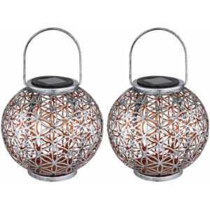 Etc-shop - Solar Lampe Outdoor Solarleuchte orientalisch led Solar Laterne Außen, Lichteffekt Lebensblume, 1x led warmweiß, DxH 20x29 cm, Terrasse