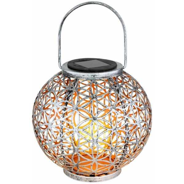 Etc-shop - Solar Lampe Outdoor Solarleuchte orientalisch led Solar Laterne Außen, Lichteffekt Lebensblume, 1x led warmweiß, DxH 20x29 cm, Terrasse