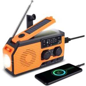 GelldG Solar Radio, AM/FM Kurbelradio Dynamo Notfallradio mit 5000mAh Radio