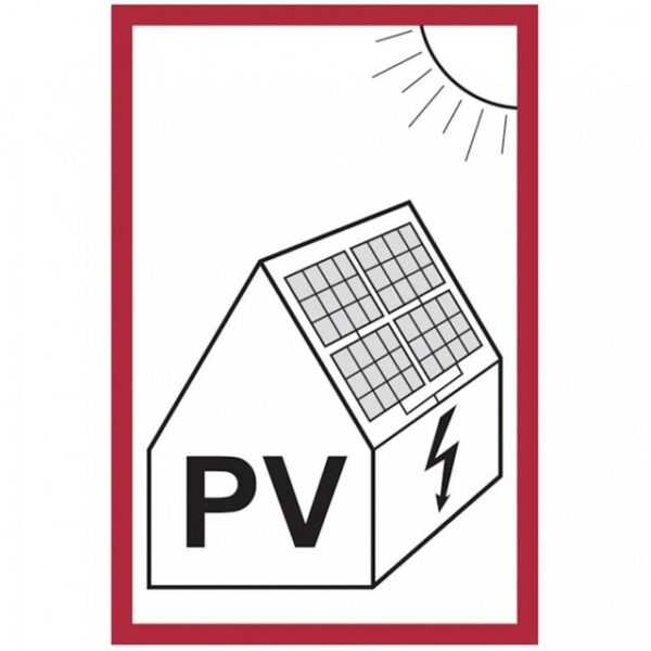 König Werbeanlagen Hinweisschild Feuerwehr: PV (für Solaranlagen), DIN VDE 0100-712 (DGUV Info 203-052)