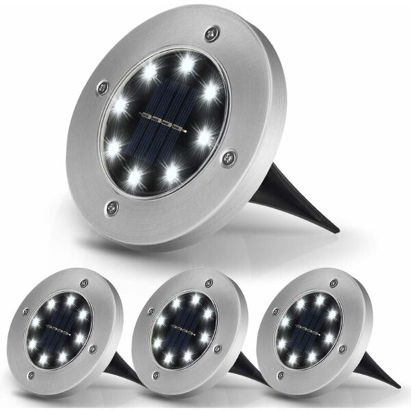 Mumu - Outdoor Solarleuchte 8 led Solar Gartenleuchte 3000K Warmweiß Wasserdicht IP65, Outdoor led Einbaustrahler, für Outdoor, Garten, Terrasse,