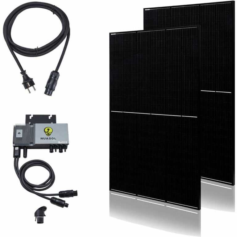 NuaSol Balkonkraftwerk All Black Photovoltaik Solaranlage Steckfertig 750W/600W WIFI Smart – schwarz