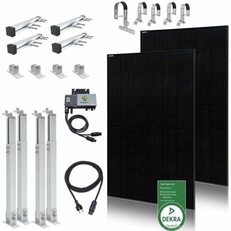 Balkonkraftwerk 830W/600W All Black Photovoltaik Solaranlage & Halterung – Nuasol