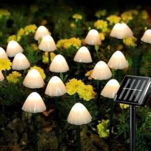 Outdoor Solar Gartenleuchte 12 Stück led Lichterkette Pilzform Gartendekoration Warmweiß