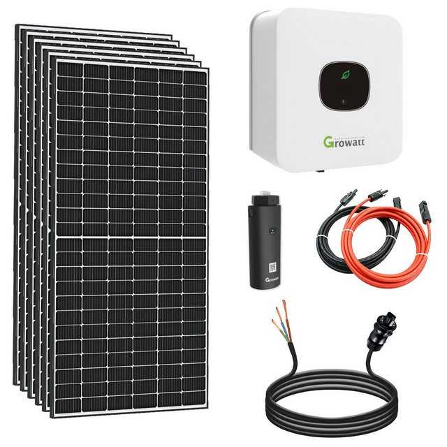 SOLAR-HOOK etm Solaranlage 3000W Balkonkraftwerk Set, (PV Solaranlage mit WIFI Stick), 3 kW Growatt Wechselrichter MIC 3000TL-X