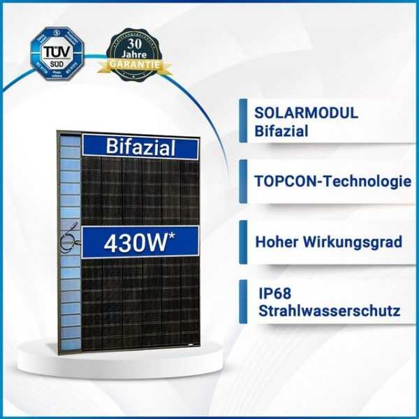SOLAR-HOOK etm Solaranlage 5160W Photovoltaik Solaranlage mit 12x430W Bifaziale Solarmodle, Huawei SUN2000 5KTL M1 HC Hybrid Wechselrichter Home Products