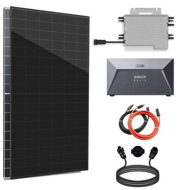 SOLAR-HOOK etm Solaranlage Balkonkraftwerk mit Speicher 1720W Bifazial, Photovoltaik Solaranlage mit 1,6 kWh Speicher von Anker, Deye Wechselrichter 1600W SUN-M160G4-EU-Q0