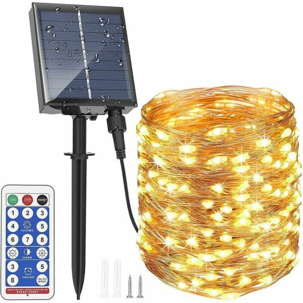 Solar-Lichterketten für den Außenbereich, 30 m, 300 LEDs, Fernbedienung mit 8 Beleuchtungsmodi, wasserdichte Solar-Lichterketten für Garten,