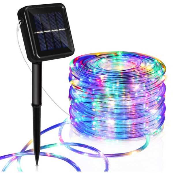 Solar Lichtschlauch led Lichterschlauch Lichterkette Außen Lichternetz rgb 20M - Bunt