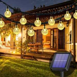 Solarleuchten für den Außenbereich, 11 m, 60 LEDs, wasserdichte Solar-Lichterkette, 8 Modi, Solar-Lichterkette für den Außenbereich, für Garten,