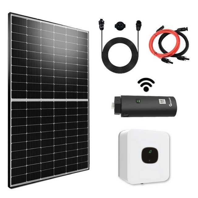 Stegpearl Solaranlage PV Balkonkraftwerk Komplettset Growatt Wechselrichter mit WIFI Stick, (2000W Balkonkraftwerk mit Growatt 2000W Wechselrichter (MIC 2000TL-X) mit WIFI Stick inkl 10m Wielandstecker Plus Verlängerungskabel)