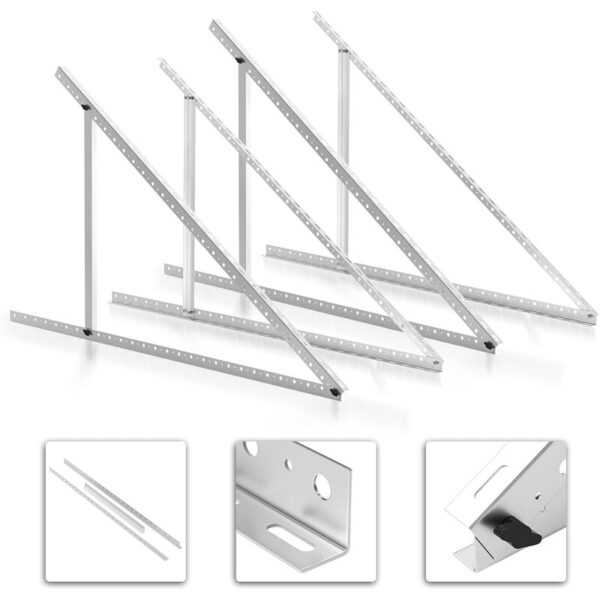 Swanew - 41 Zoll Solarhalterung Einstellbares Aluminium Solarmodul Halterung Solarpanel 1040mm für Wohnmobil - Silber