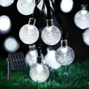 Tovbmup - Solar Lichterkette Outdoor, 12M 100 led Solarleuchten Outdoor Kristallkugeln Wasserdicht 8 Modi Innenleuchten für Garten Terrasse Bäume