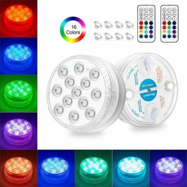 Tovbmup - Wasserdichtes Unterwasser-LED-Licht, IP68 Multi-Color Unterwasser-Pool-Lichter mit Fernbedienung Badewanne Lichter für Aquarium Badewanne