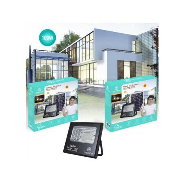 Trade Shop Traesio - led-strahler photovoltaik-solarpanel 100W mit twilight IP67 LED-9015