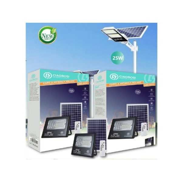 Trade Shop Traesio - led-strahler photovoltaik-solarpanel 25W mit twilight IP67 LED-9012