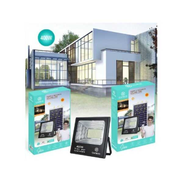 Trade Shop Traesio - led-strahler photovoltaik-solarpanel 400W IP67 mit led TWILIGHT-9752