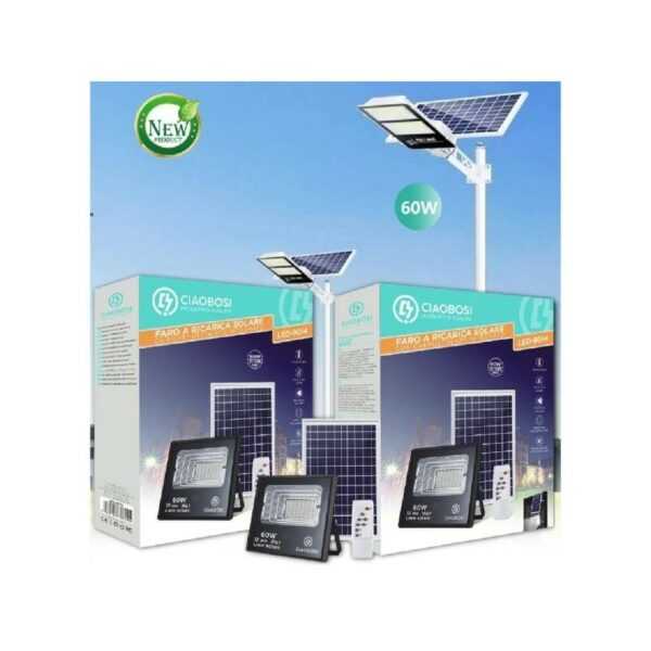 Trade Shop Traesio - led-strahler photovoltaik-solarpanel 60W mit twilight IP67 LED-9014