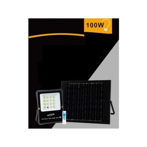 Trade Shop Traesio - solar led strahler 100W fernbedienung IP65 kaltweisses licht 6500K S01F-100W