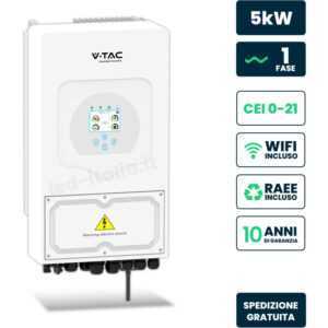 V-tac - 5kW einphasiger Hybrid-Wechselrichter mit integriertem Zähler, WiFi und Stromwandler inklusive 10 Jahre Garantie IP65