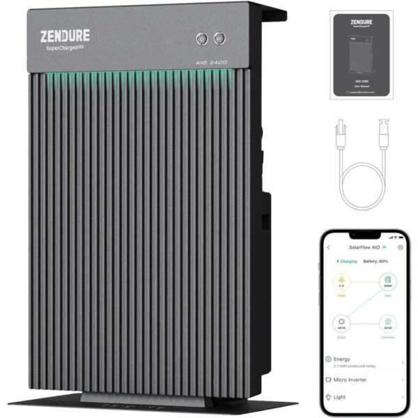 Zendure AIO 2400 Balkonkraftwerk mit Speicher, 2400Wh LiFePO4, Balkonkraftwerk Dualer MPPT, 1200W Solar Eingang, 1200W Ausgang, Einteiliges Design,