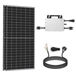 enprovesolar Solaranlage 1000W Balkonkraftwerk Komplettset inkl. 500W Solarmodule, Monokristalline, Hoymiles-800W-2T WIFI Wechselrichter, 10M Schuko Stecker