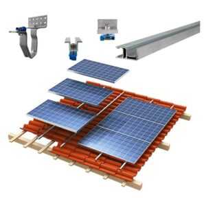 1-reihiges Solar-easy Klicksystem, silber, Quer-Verlegung, Dachpfanne für 4 Module Rahmenhöhe 32mm