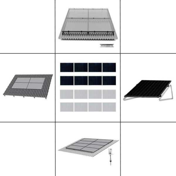 2 reihiges Befestigungssystem für Solarmodule, Montage zur Quer Verlegung für 2 Module für Dachpfanne