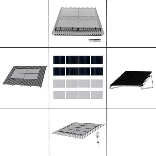 2 reihiges Befestigungssystem für Solarmodule, Montage zur Quer Verlegung für 6 Module für Dachpfanne