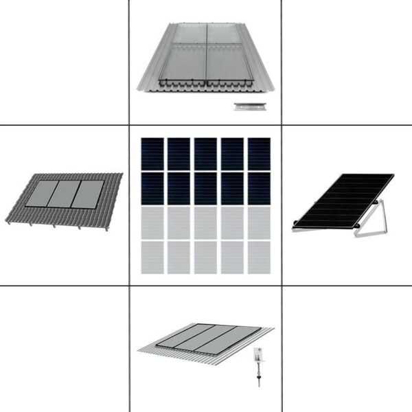 2 reihiges Befestigungssystem für Solarmodule schwarz, Montage zur Hochkant Verlegung für 2 Module für Flachdach