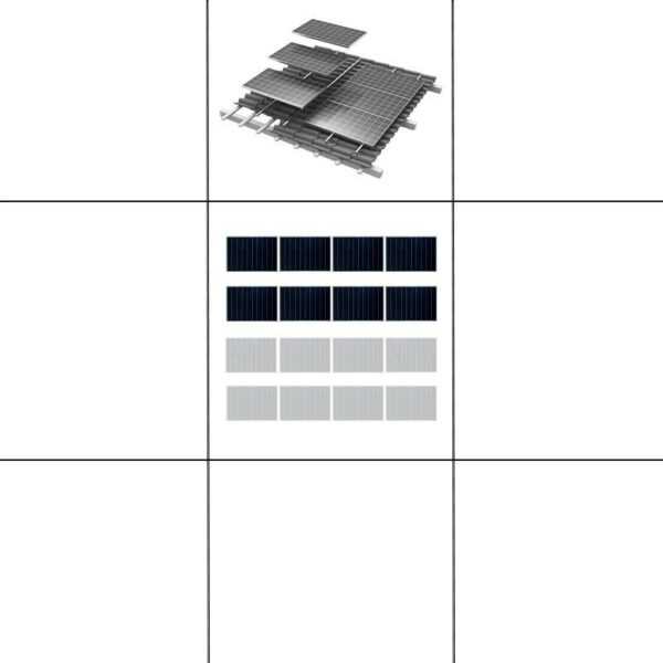 2-reihiges Solar-easy Klicksystem, silber, Quer-Verlegung, Dachpfanne für 8 Module Rahmenhöhe 32mm