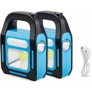 2er-Pack wiederaufladbare 3-in-1-COB-LED-Solarleuchten mit USB-Anschluss