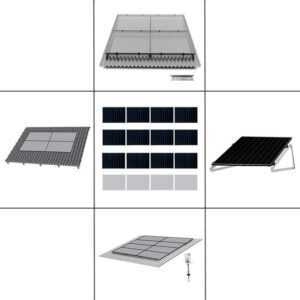 3-reihiges Befestigungssystem für Solarmodule, Montage zur Quer Verlegung für 15 Module für Trapezblechdach