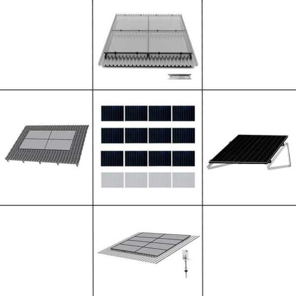 3-reihiges Befestigungssystem für Solarmodule, Montage zur Quer Verlegung für 3 Module für Flachdach