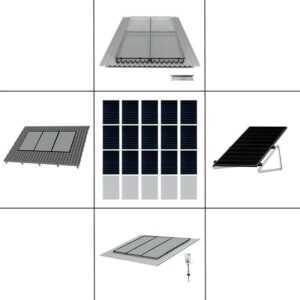 3 reihiges Befestigungssystem für Solarmodule schwarz, Montage zur Hochkant Verlegung für 12 Module für Flachdach