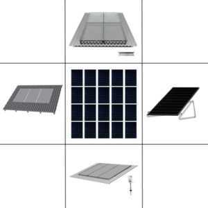 4 reihiges Befestigungssystem für Solarmodule, Montage zur Hochkant Verlegung bei 4 Module mit Aufständerung