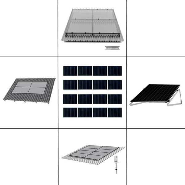 4-reihiges Befestigungssystem für Solarmodule, Montage zur Quer Verlegung für 12 Module für Flachdach
