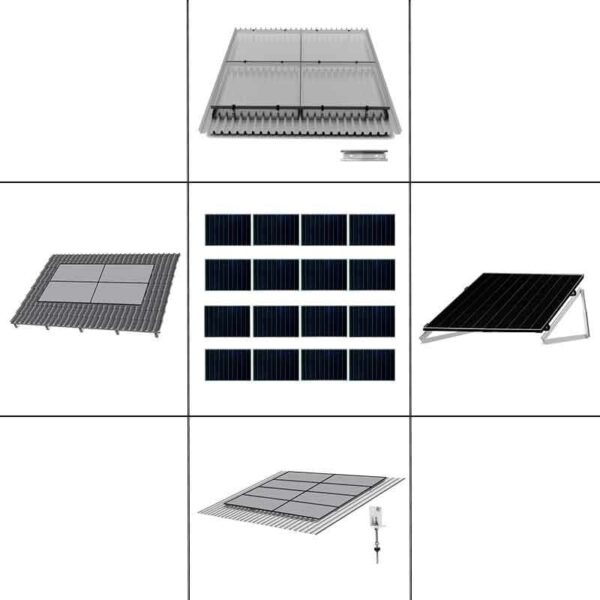 4-reihiges Befestigungssystem für Solarmodule, Montage zur Quer Verlegung für 4 Module für Dachpfanne