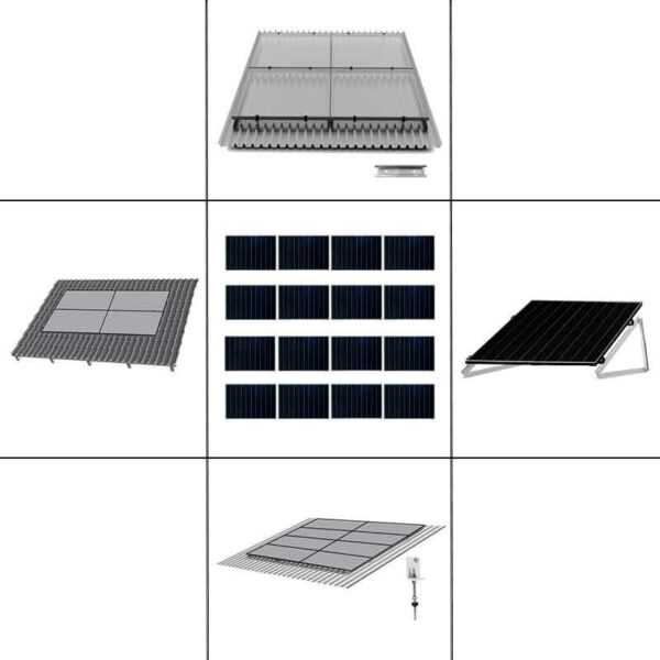 4-reihiges Befestigungssystem für Solarmodule, Montage zur Quer Verlegung für 4 Module für Flachdach